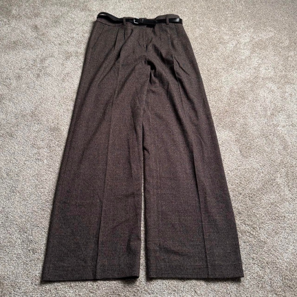 BROWN CALVIN KLEIN LOOSE FIT PLEATED TROUSERS
